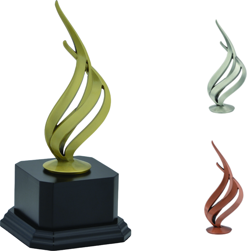 Metal Flame Figure on Black Monument Base personalized recognition award